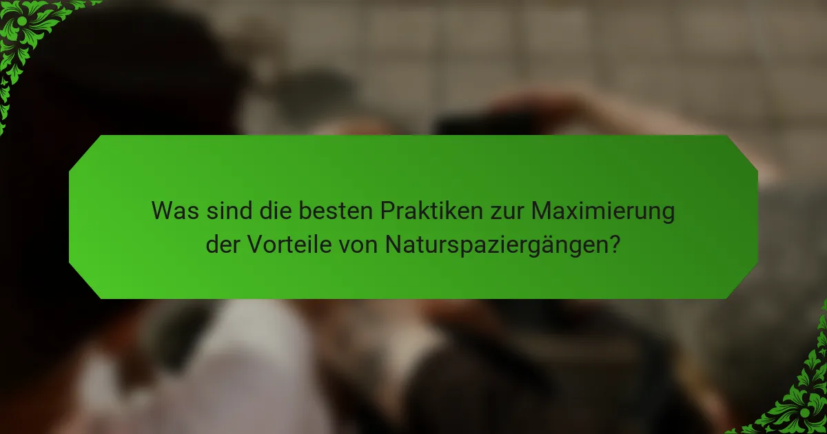 Was sind die besten Praktiken zur Maximierung der Vorteile von Naturspaziergängen?
