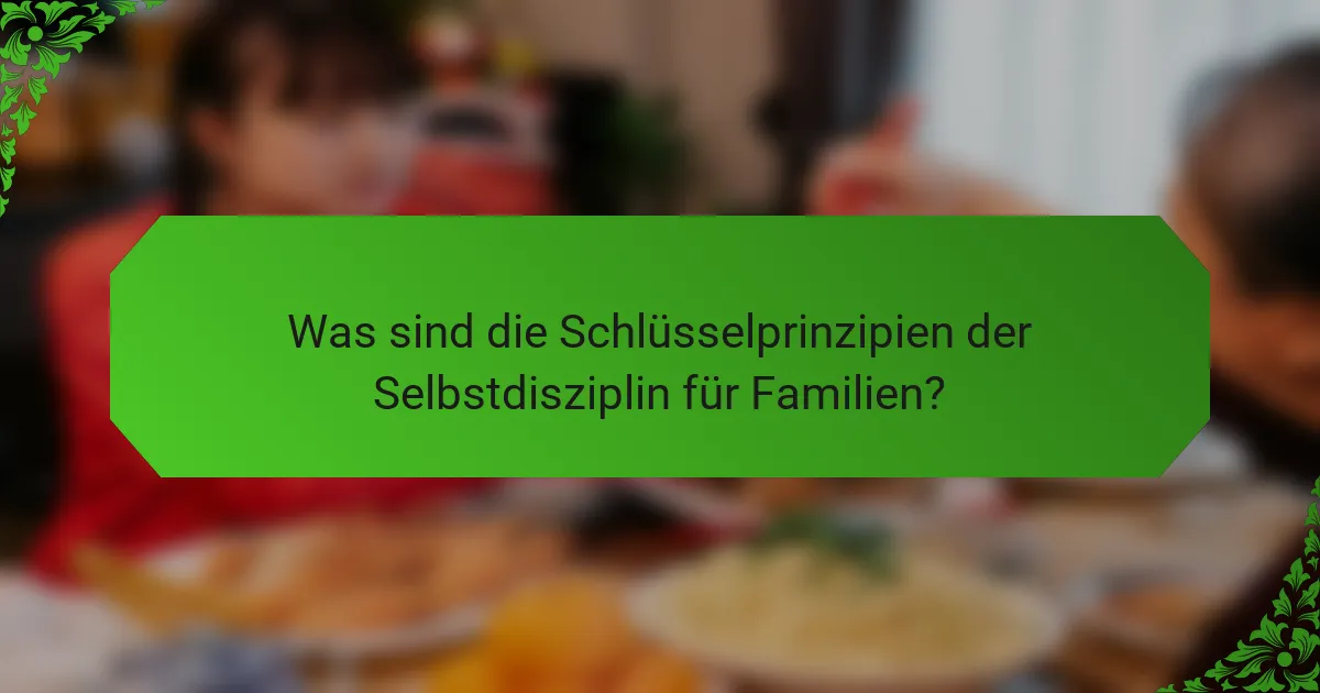 Was sind die Schlüsselprinzipien der Selbstdisziplin für Familien?