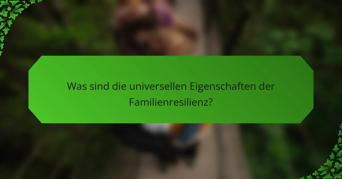 Was sind die universellen Eigenschaften der Familienresilienz?
