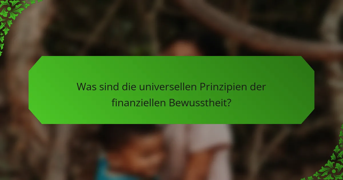 Was sind die universellen Prinzipien der finanziellen Bewusstheit?