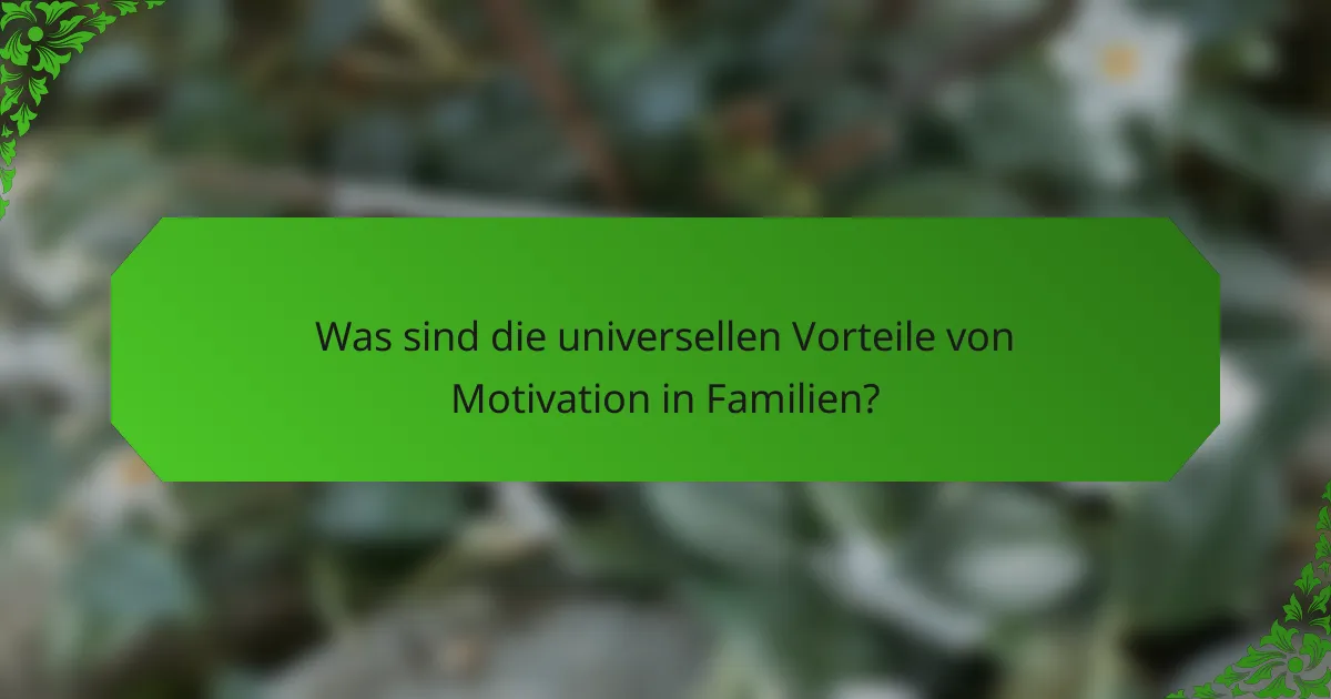 Was sind die universellen Vorteile von Motivation in Familien?