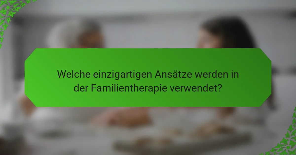 Welche einzigartigen Ansätze werden in der Familientherapie verwendet?