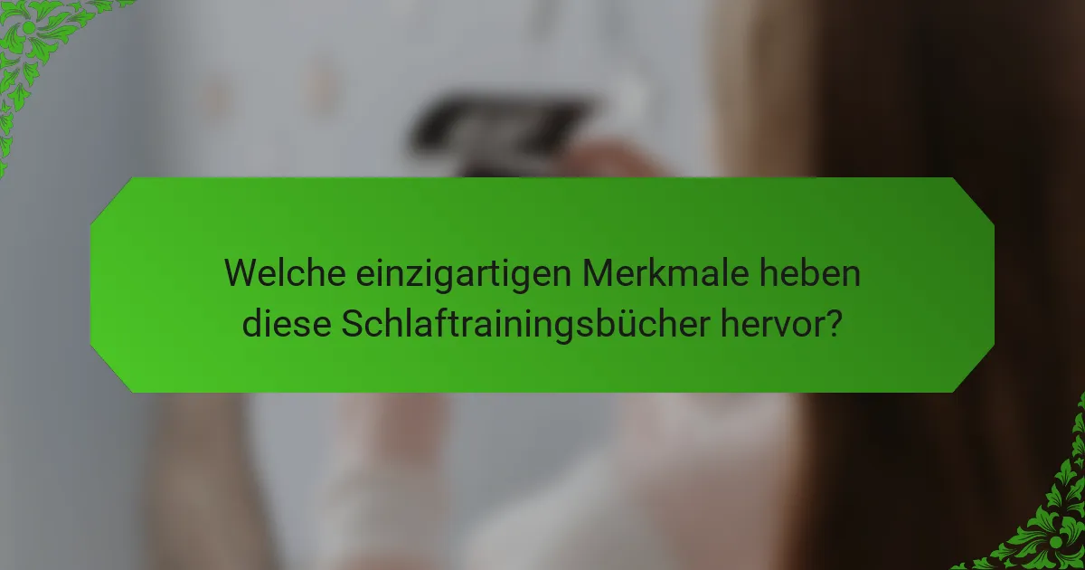 Welche einzigartigen Merkmale heben diese Schlaftrainingsbücher hervor?