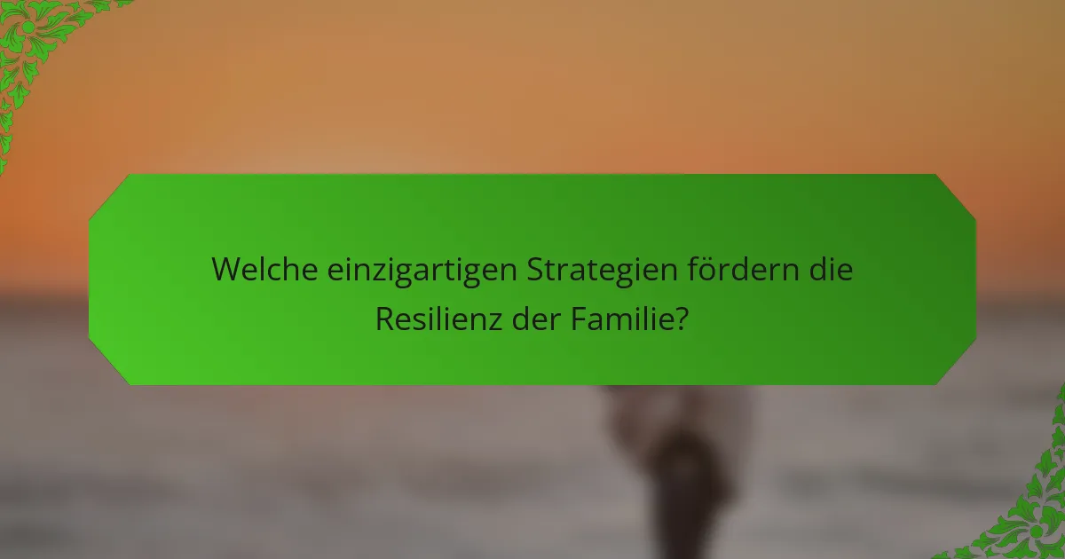 Welche einzigartigen Strategien fördern die Resilienz der Familie?
