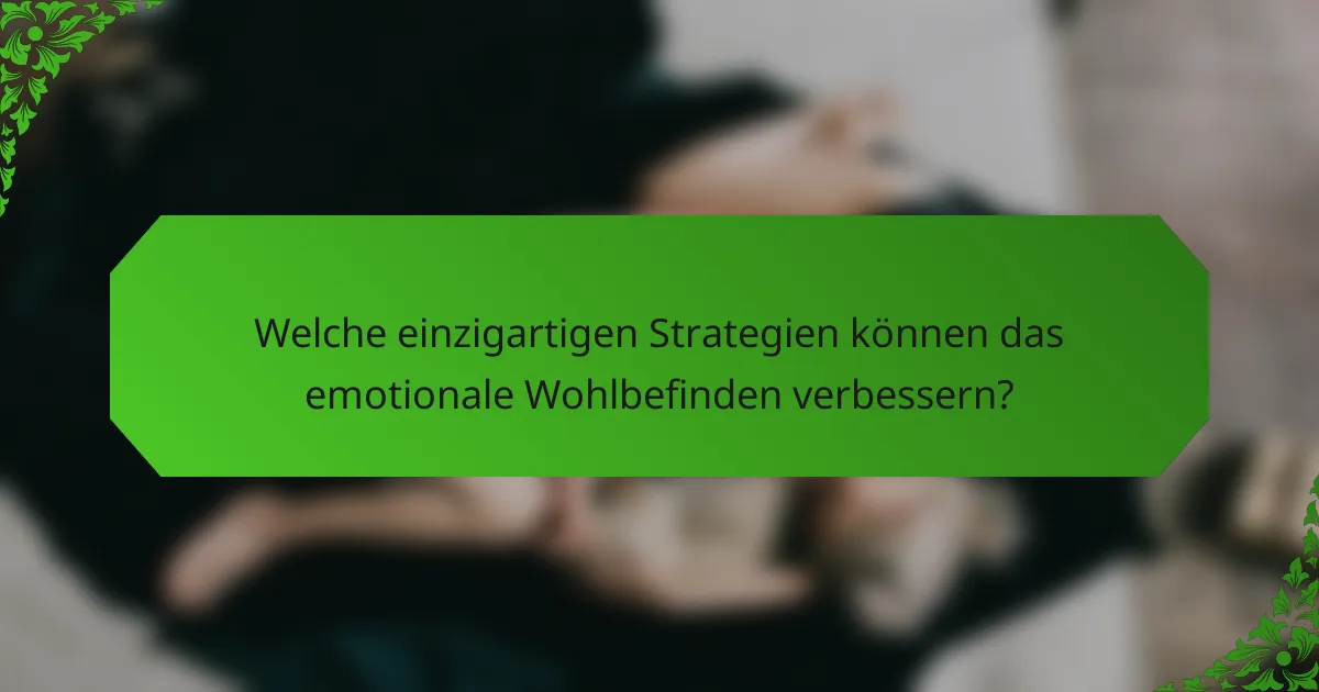 Welche einzigartigen Strategien können das emotionale Wohlbefinden verbessern?