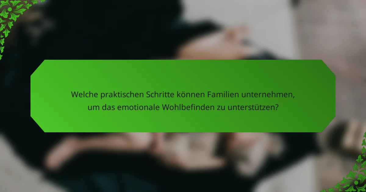 Welche praktischen Schritte können Familien unternehmen, um das emotionale Wohlbefinden zu unterstützen?