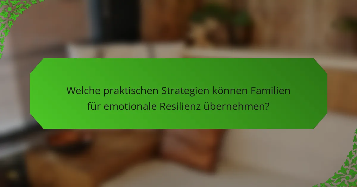 Welche praktischen Strategien können Familien für emotionale Resilienz übernehmen?