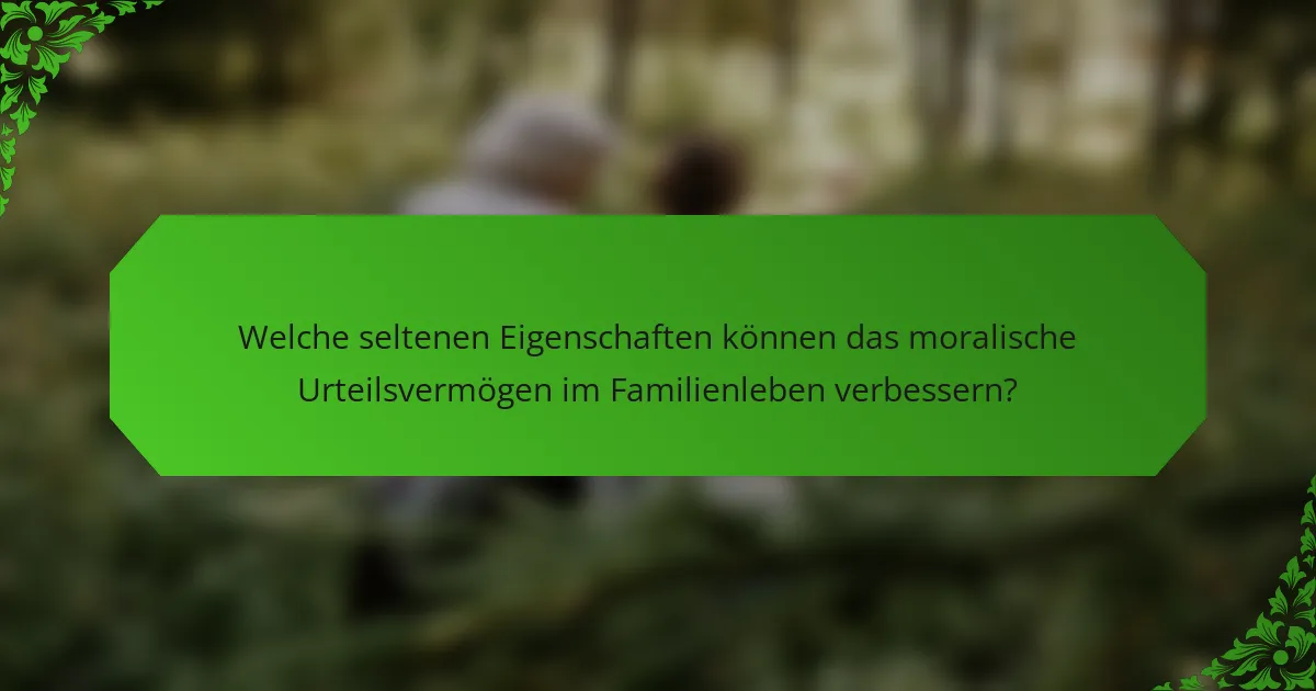 Welche seltenen Eigenschaften können das moralische Urteilsvermögen im Familienleben verbessern?