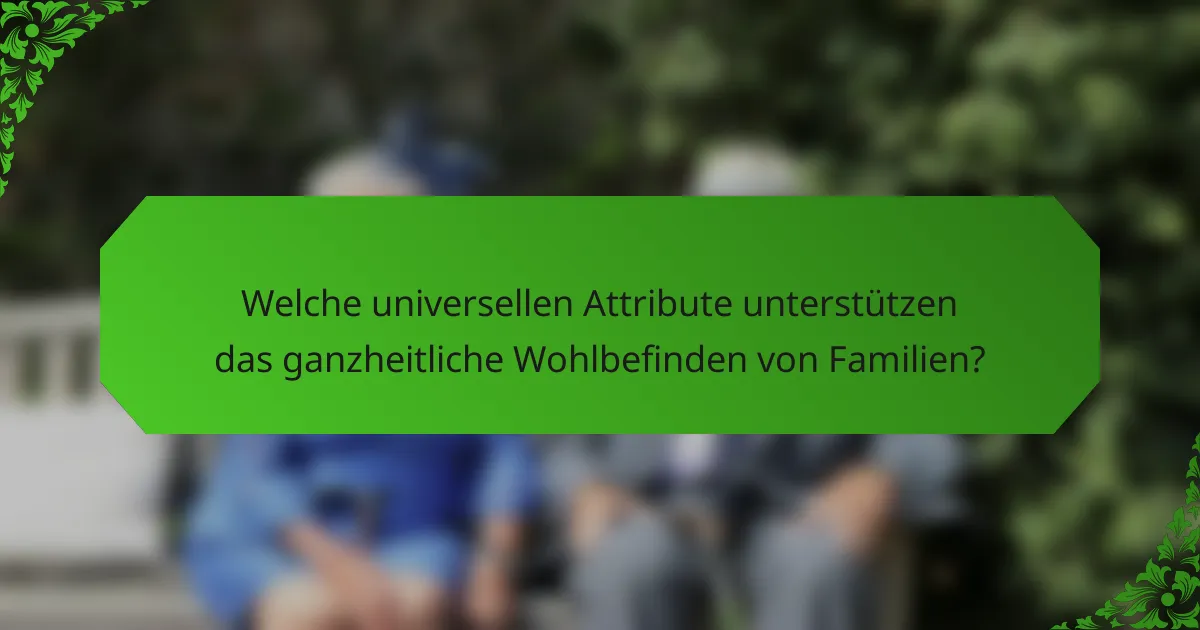 Welche universellen Attribute unterstützen das ganzheitliche Wohlbefinden von Familien?