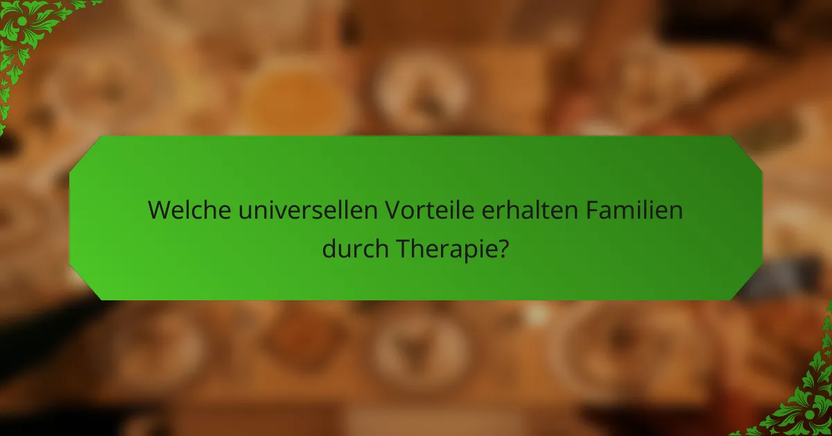 Welche universellen Vorteile erhalten Familien durch Therapie?