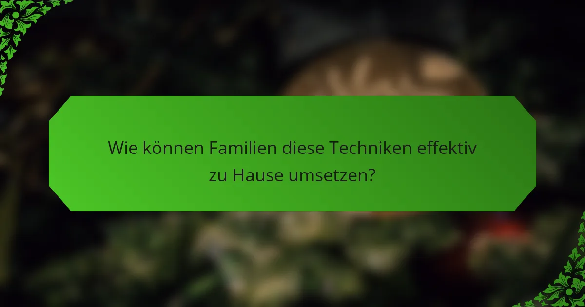 Wie können Familien diese Techniken effektiv zu Hause umsetzen?