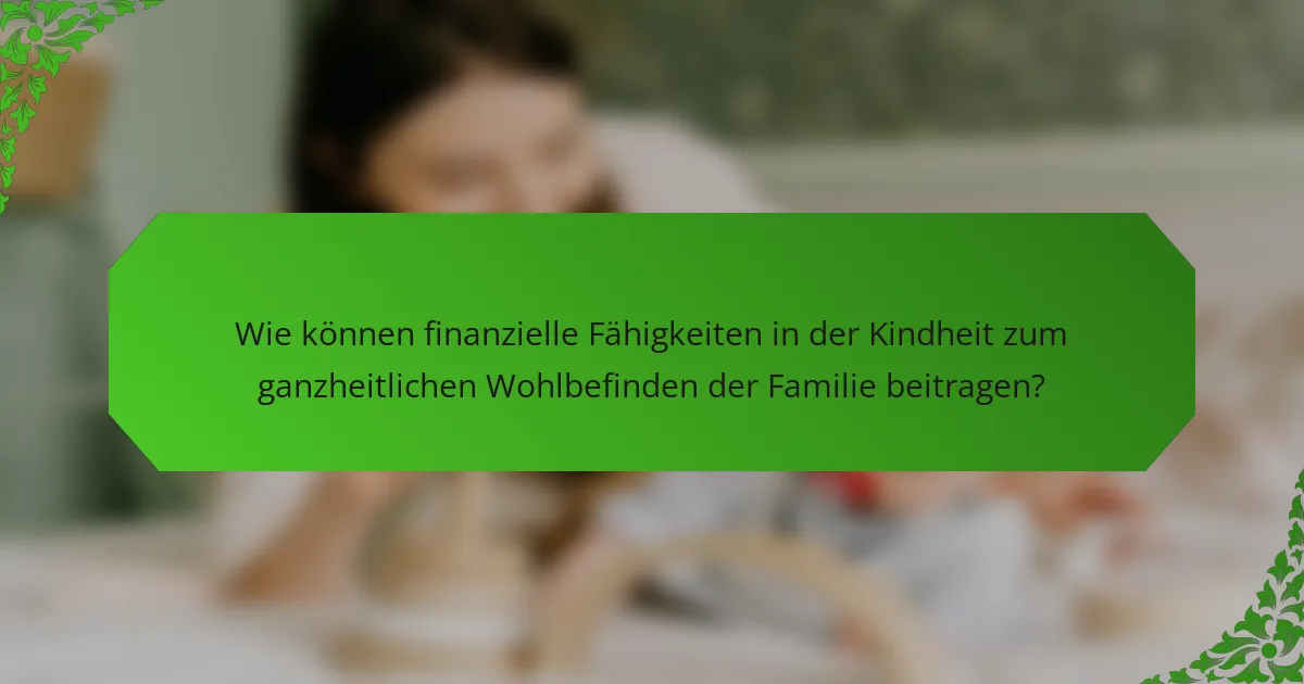 Wie können finanzielle Fähigkeiten in der Kindheit zum ganzheitlichen Wohlbefinden der Familie beitragen?