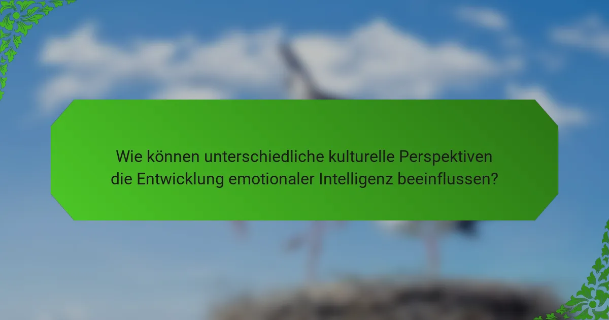 Wie können unterschiedliche kulturelle Perspektiven die Entwicklung emotionaler Intelligenz beeinflussen?